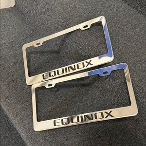 Chevy Chevrolet Equinox Chrome Silver Metal License Plate Frame Set